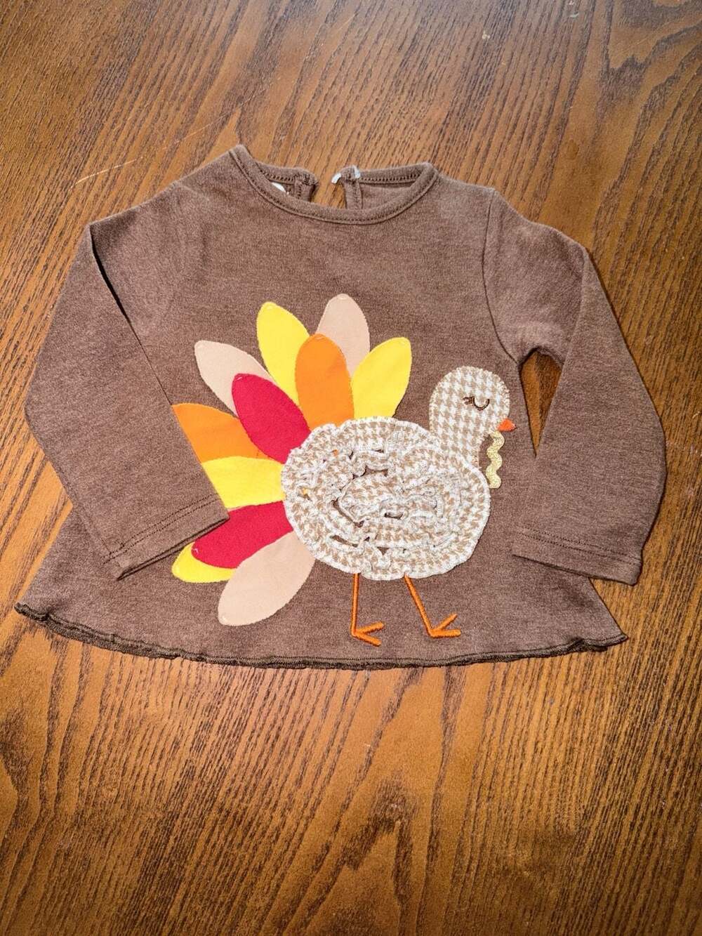 Mud Pie Thanksgiving Turkey Tunic Size 6-9M Brown Fall Long Sleeve Shirt